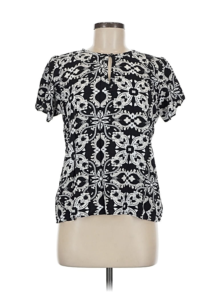 Pre-owned Ann Taylor Loft Outlet Short Sleeve Blouse In Black