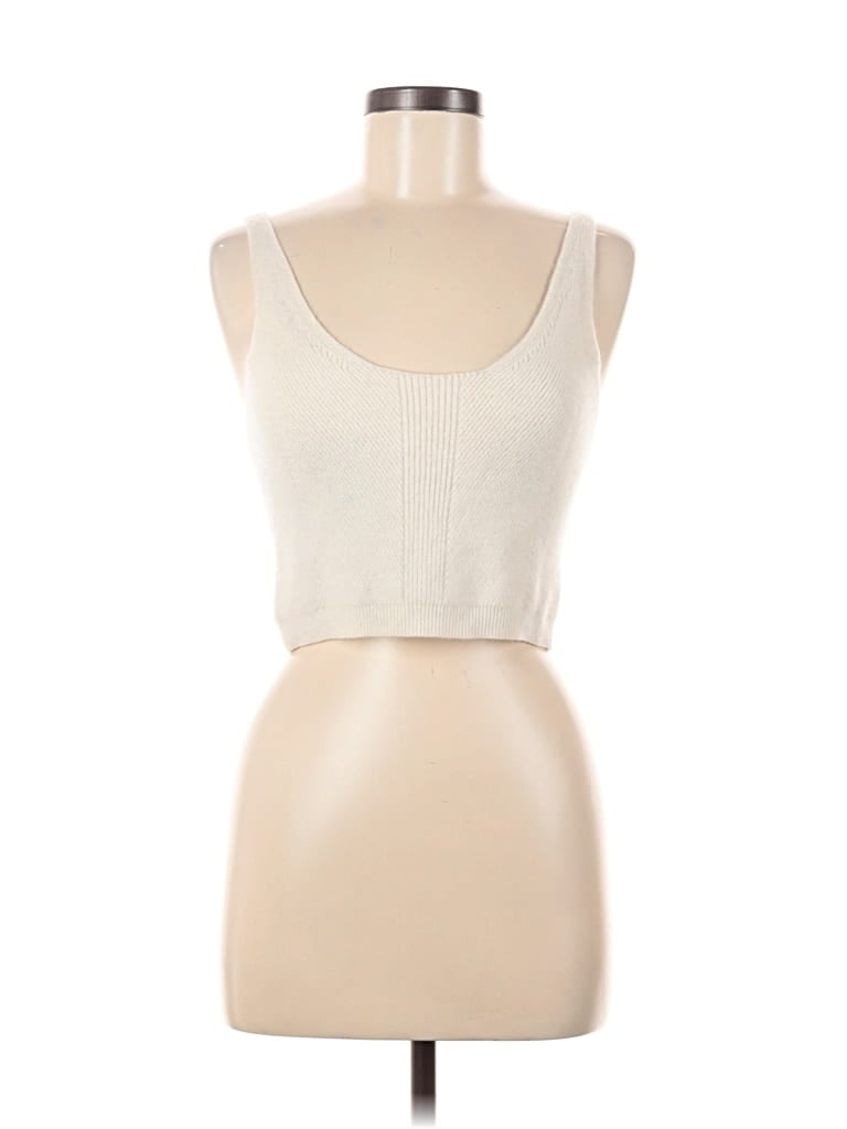 Pre-owned Le Ore Sleeveless Top Ivory Sweetheart Neckline Tops In White