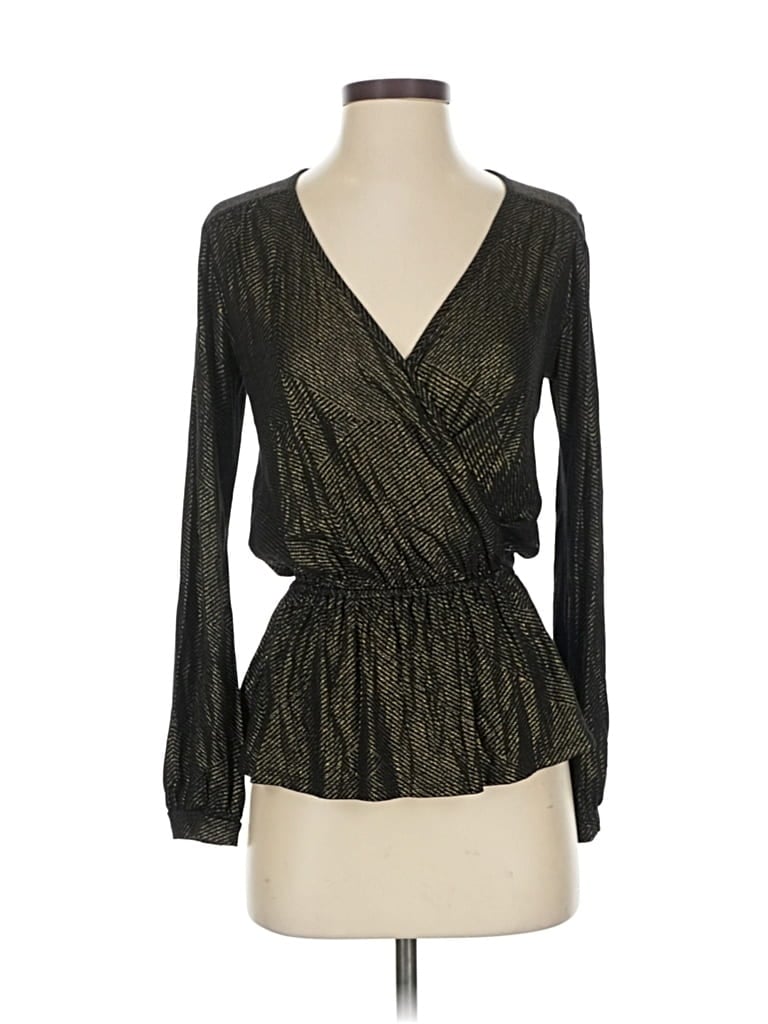 Pre-owned Ella Moss Long Sleeve Blouse In Black