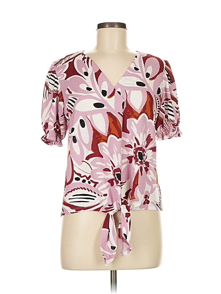 Pre-owned Fred David Short Sleeve Blouse In Pink