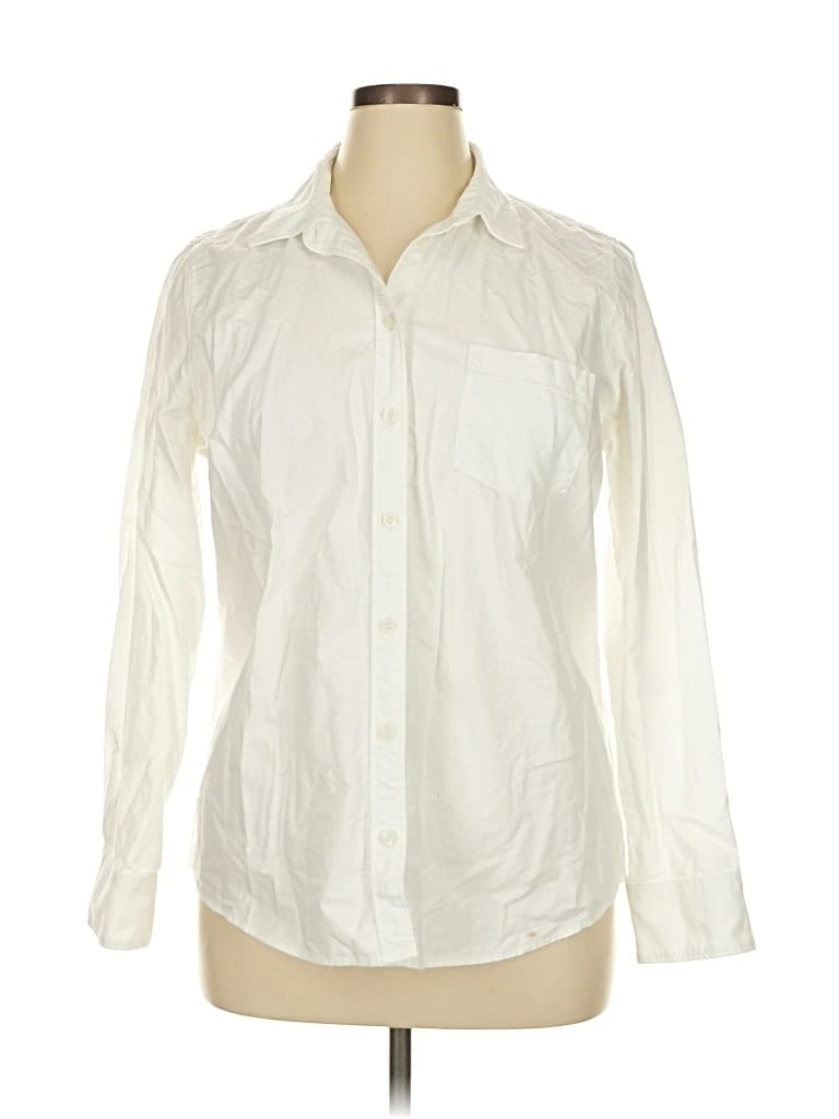 Pre-owned J.crew Factory Store Long Sleeve Button Down Shirt In White