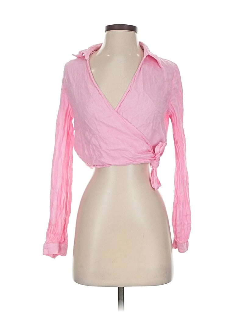 Pre-owned Zara Long Sleeve Blouse In Pink