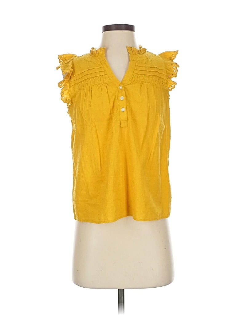 Pre-owned Ann Taylor Loft Sleeveless Blouse In Yellow