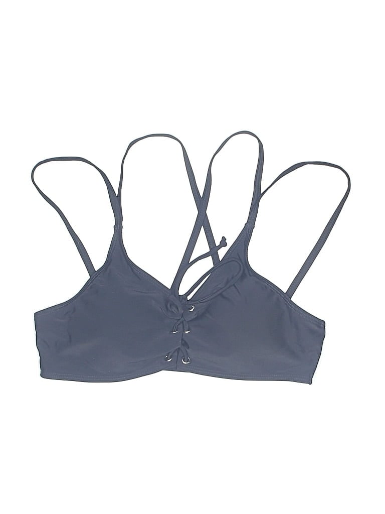 Pre-owned Unbranded Swimsuit Top Black Solid Pattern Swimwear