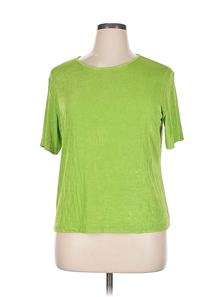 Pre-owned Travelers By Chico's Short Sleeve Top Green Crew Neck Tops