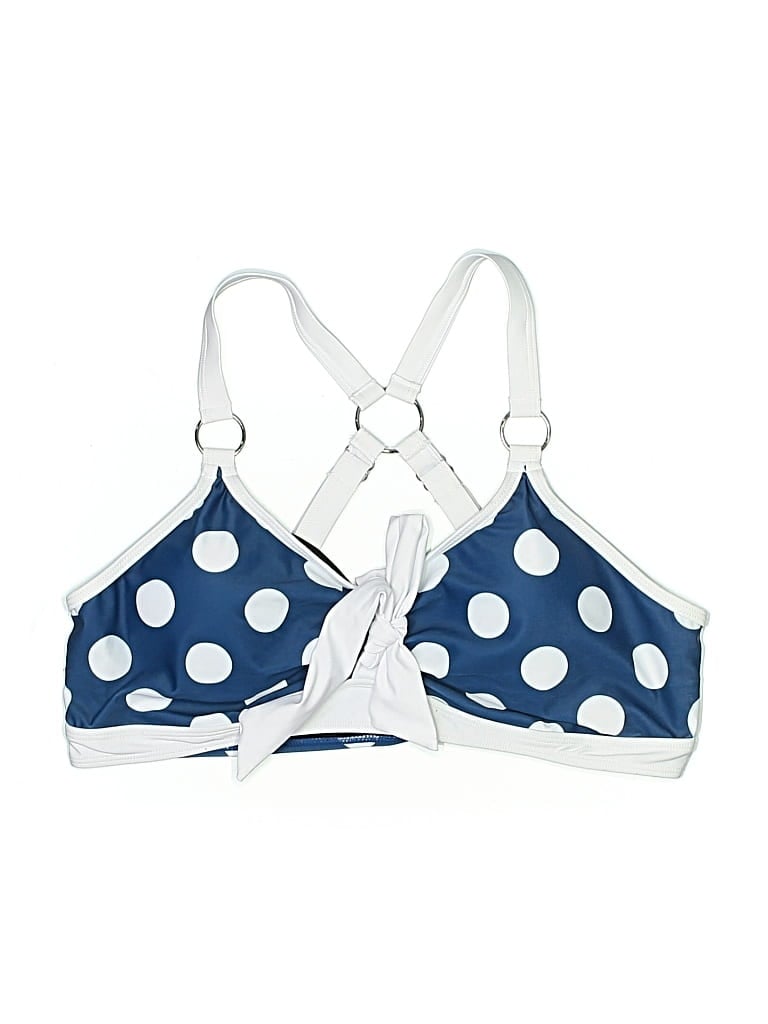 Pre-owned Unbranded Swimsuit Top Blue Polka Dots Pattern Swimwear