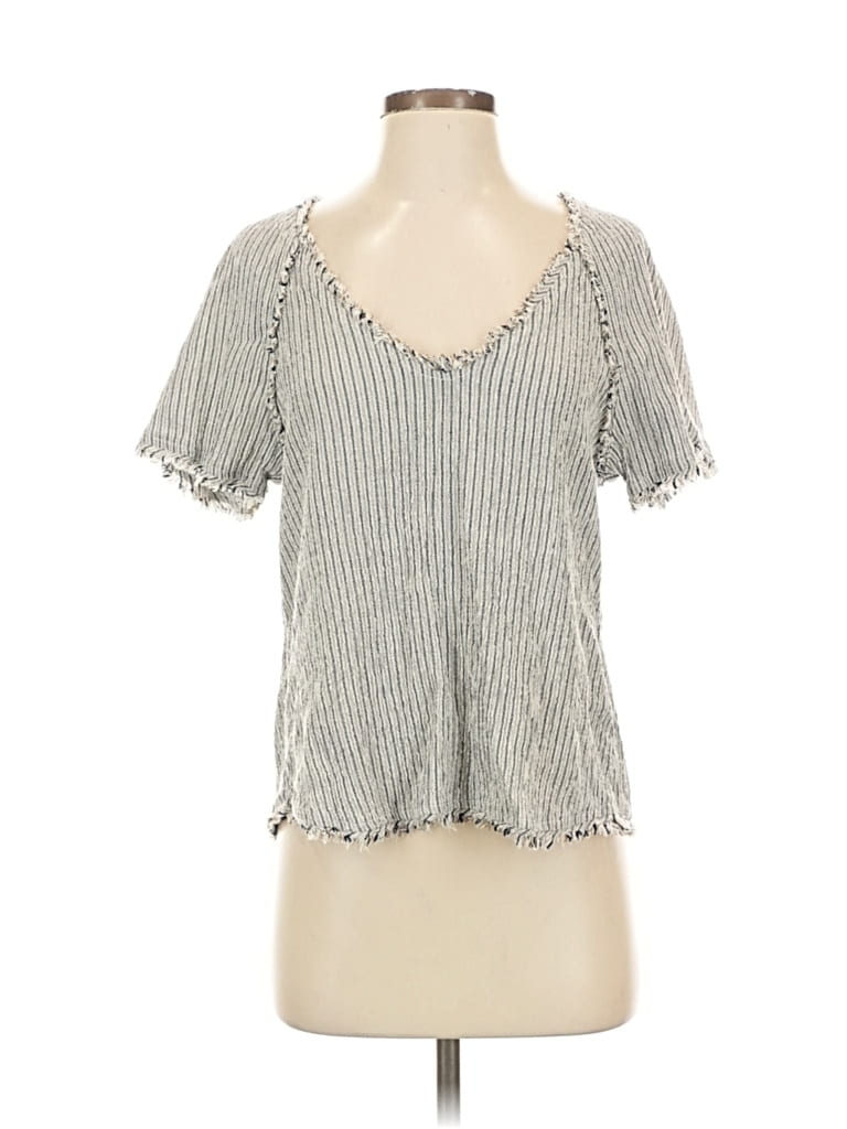 Pre-owned Maven West Short Sleeve Top Silver Sweetheart Neckline Tops