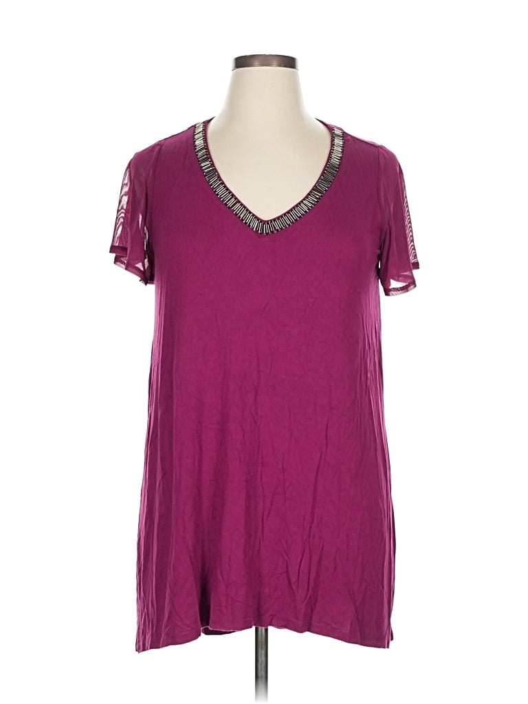 LANE BRYANT Pre-owned Short Sleeve T-shirt In Burgundy