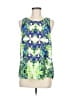 Everly 100% Polyester Green Ivory Sleeveless Blouse Size M - photo 1