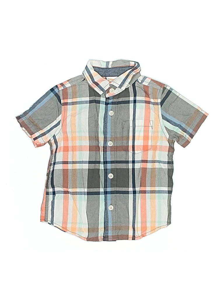 Pre-owned Gymboree Kids' Short Sleeve Button Down Shirt In Gray