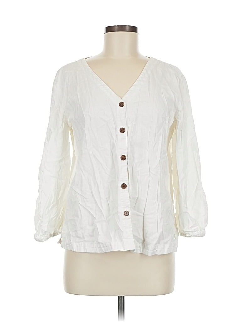 Pre-owned Ann Taylor Loft 3/4 Sleeve Blouse In White