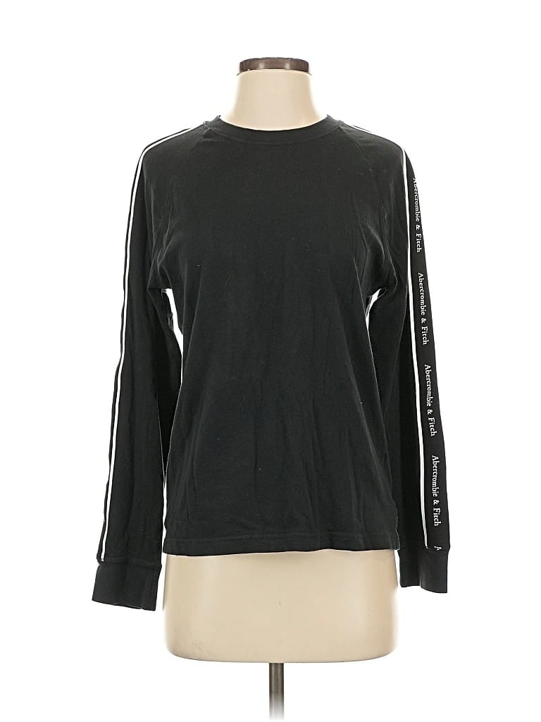 Pre-owned Abercrombie & Fitch Long Sleeve Top Black Crew Neck Tops