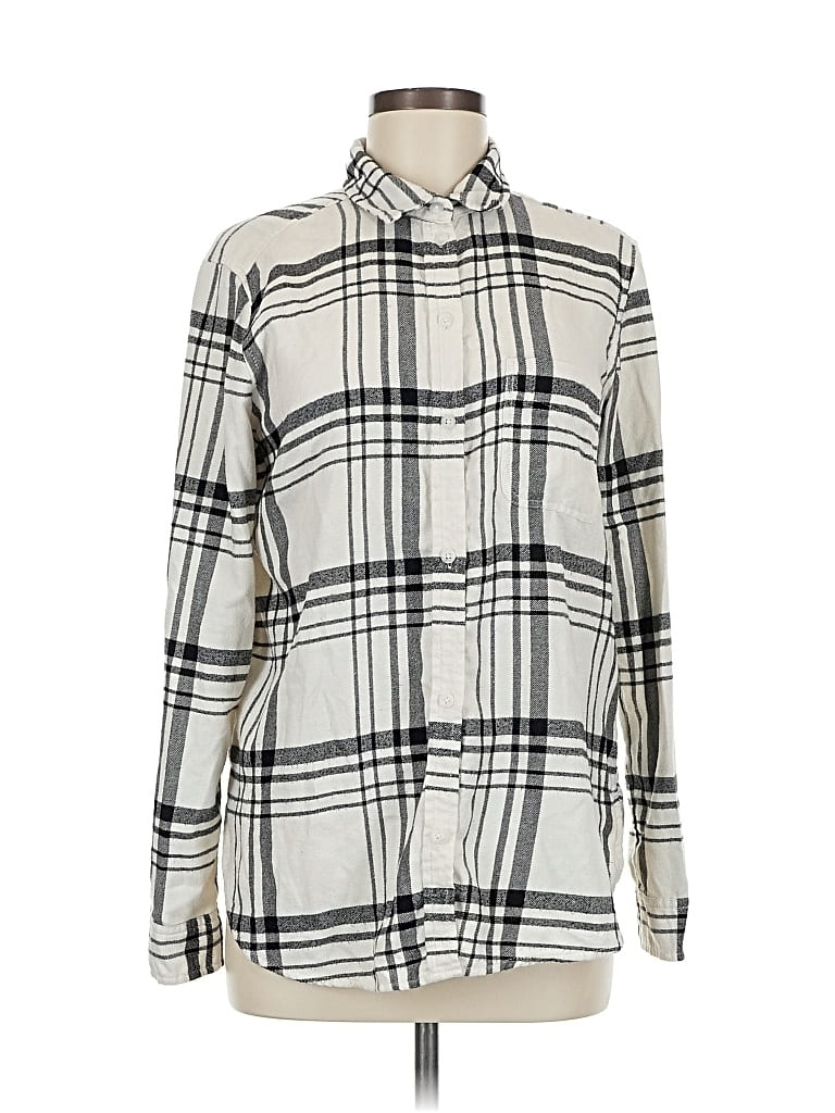 Pre-owned American Eagle Outfitters Long Sleeve Button Down Shirt In White