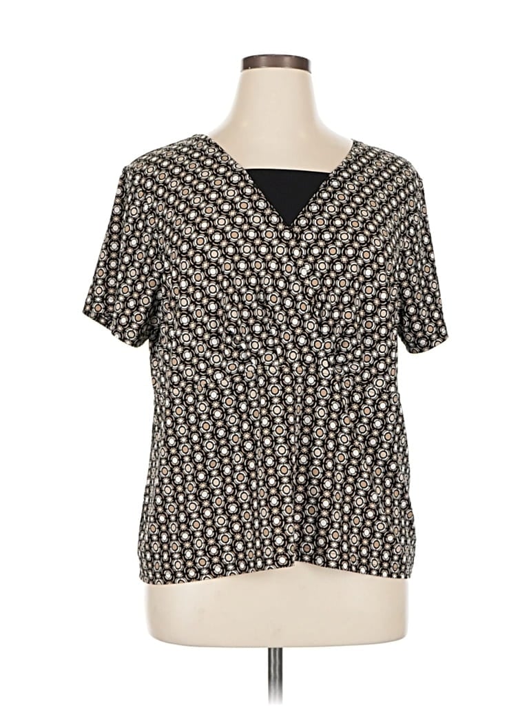 Pre-owned Sag Harbor Short Sleeve Blouse In Black