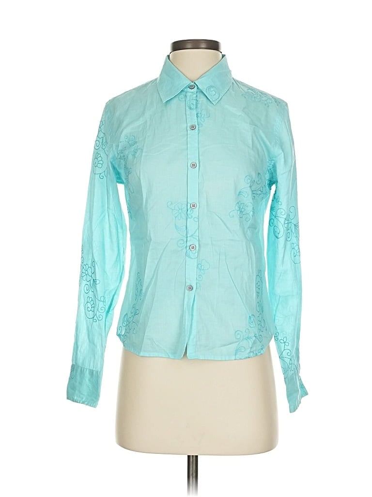 Pre-owned Jjill Long Sleeve Blouse In Blue