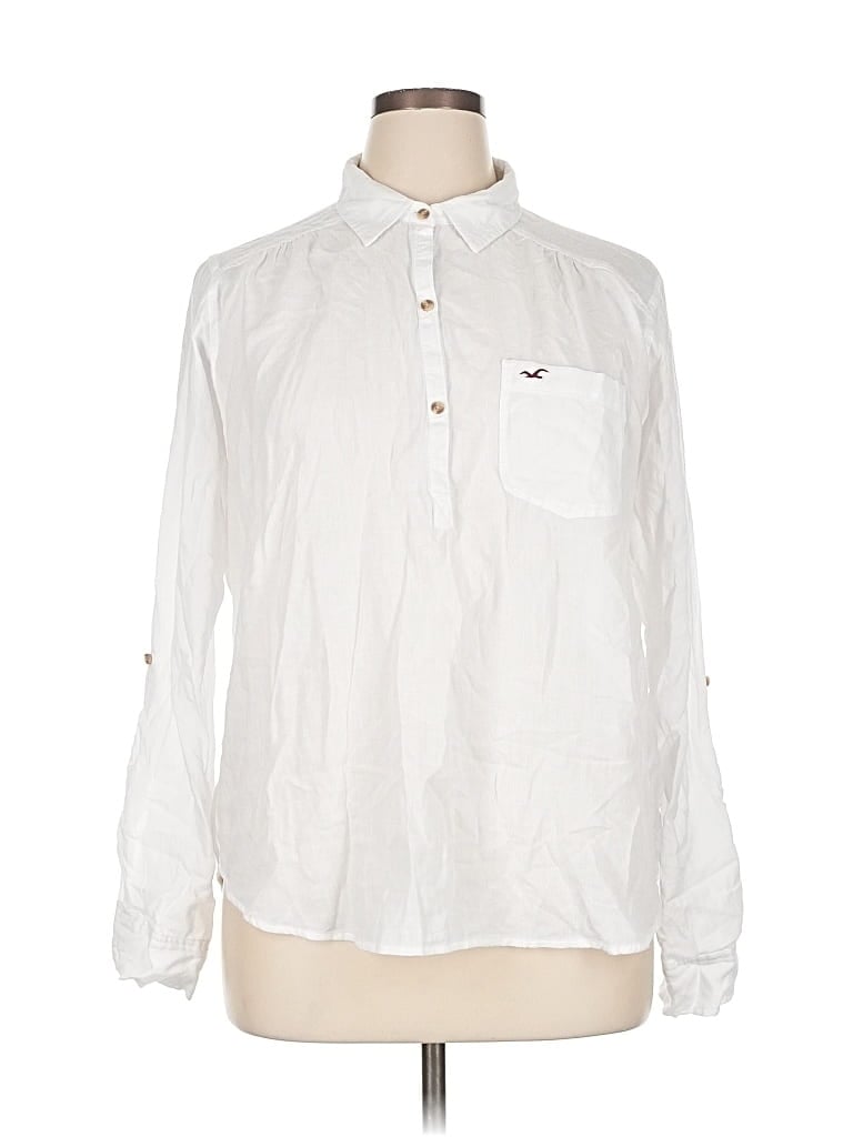 Pre-owned Hollister Long Sleeve Button Down Shirt In White