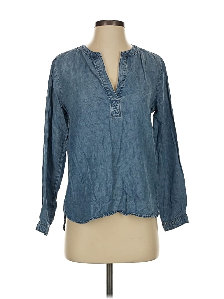 Pre-owned Cloth & Stone Long Sleeve Blouse In Blue
