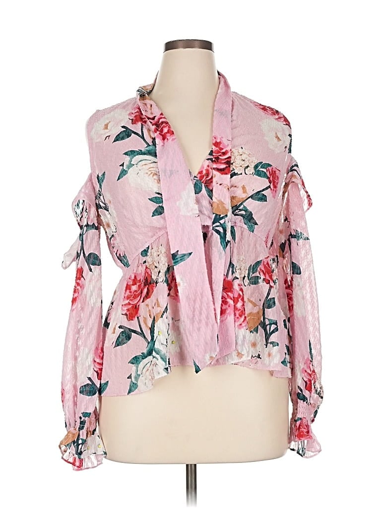 Pre-owned Guess Long Sleeve Blouse In Pink