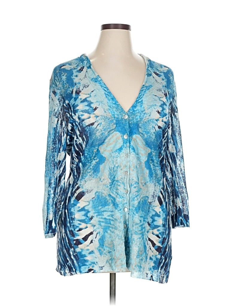 Pre-owned Nic + Zoe Cardigan Sweater In Blue