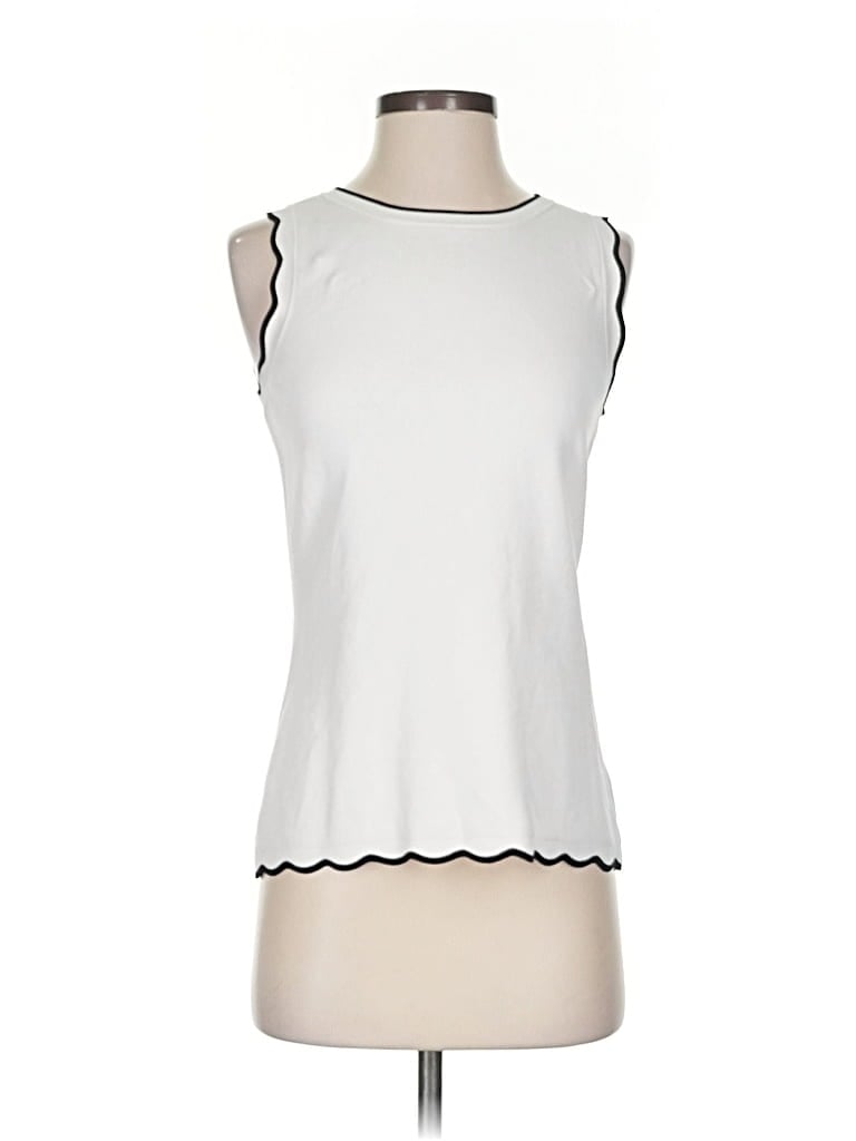 Pre-owned Ann Taylor Sleeveless Top Ivory Boatneck Tops In White