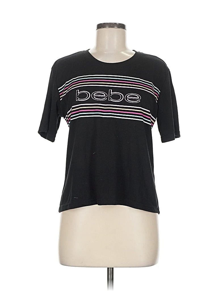 Click to view more detailed imagery on our partner's website Pre-owned Bebe Sport Short Sleeve Top Black Crew Neck Tops