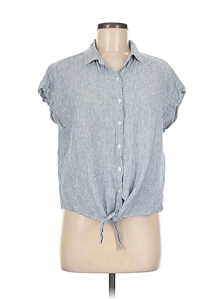 Pre-owned Weatherproof Sleeveless Button Down Shirt In Blue