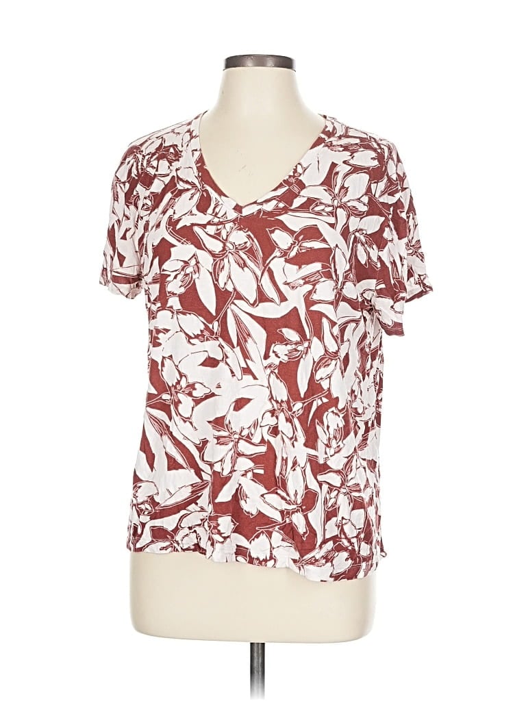 Pre-owned Nine West Short Sleeve T-shirt In Burgundy
