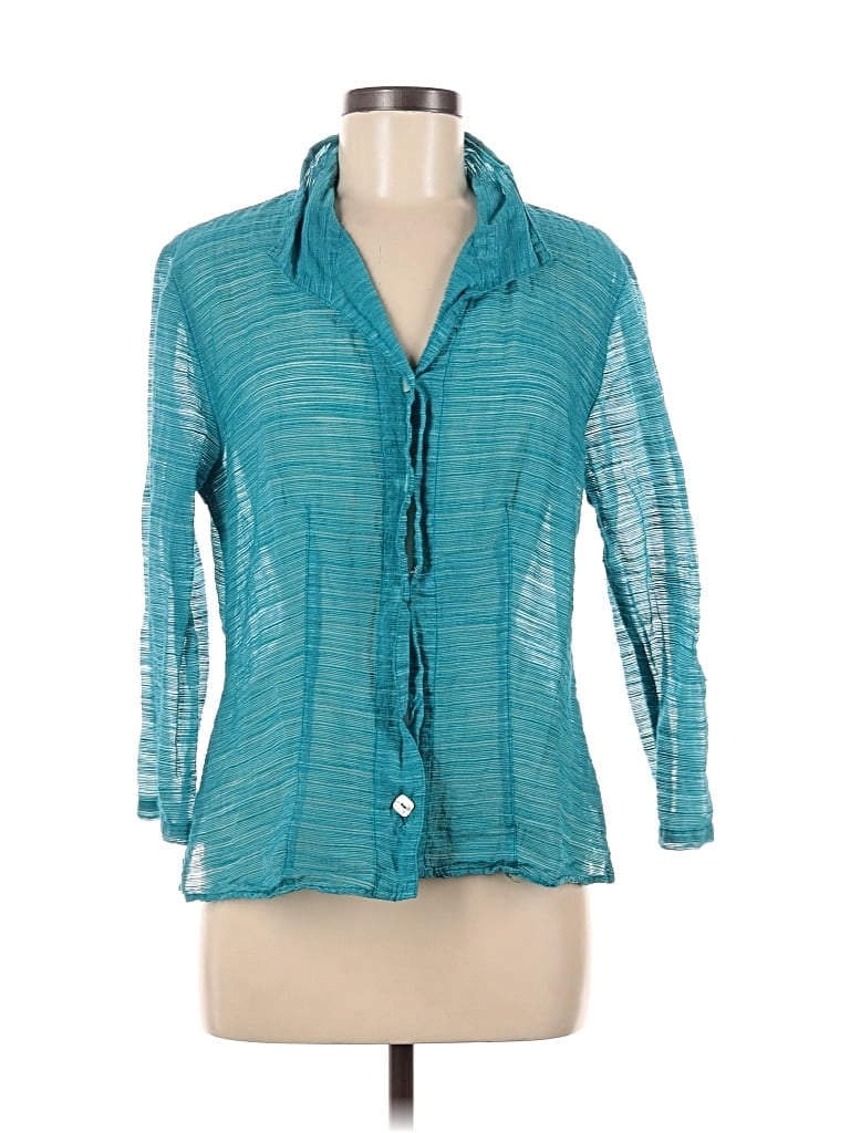 Pre-owned Cut.loose 3/4 Sleeve Button Down Shirt In Blue