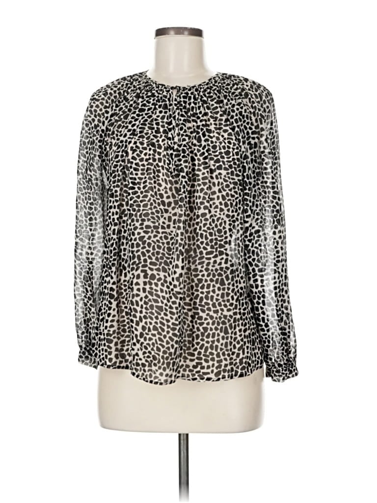 Pre-owned Nili Lotan Long Sleeve Blouse In Gray