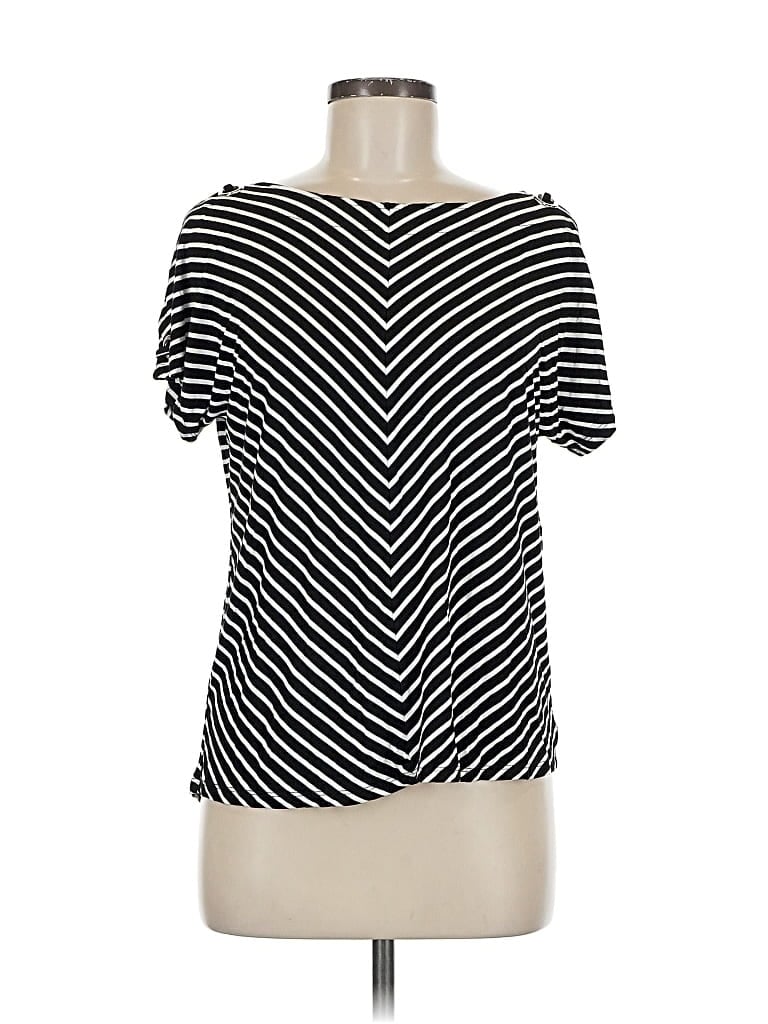 Pre-owned Cable & Gauge Short Sleeve Blouse In Black