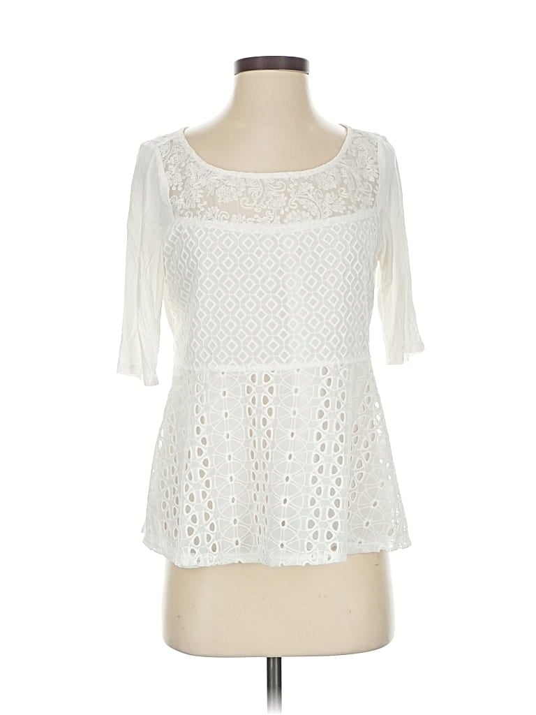 Pre-owned Tiny Short Sleeve Top Ivory Square Neckline Tops In White