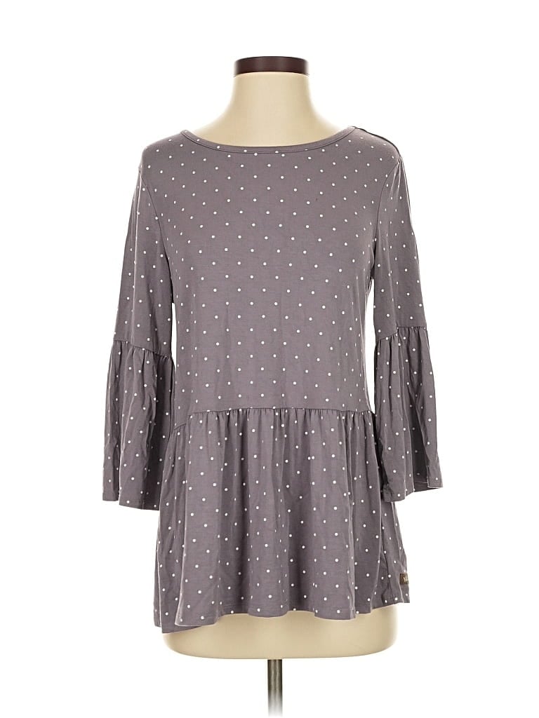 Pre-owned Matilda Jane Long Sleeve Top Gray Boatneck Tops