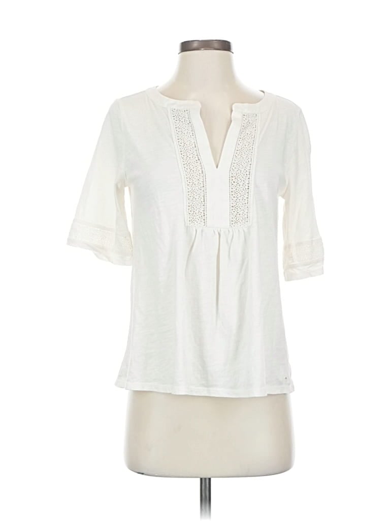 Pre-owned Ann Taylor Loft Short Sleeve Blouse In White
