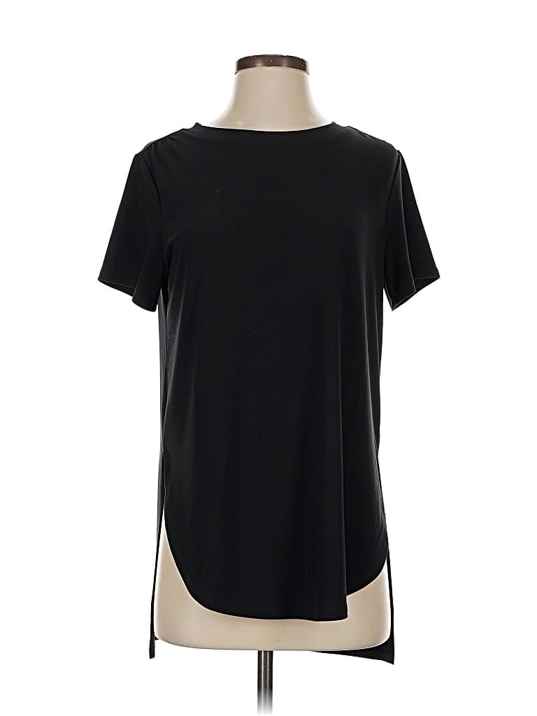 HALOGEN Pre-owned Short Sleeve Top Black Crew Neck Tops