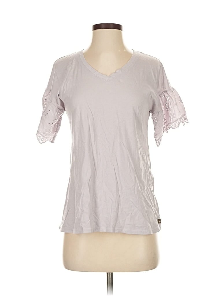 Pre-owned Matilda Jane Short Sleeve Top Gray V Neck Tops