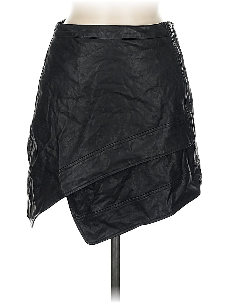 Pre-owned Honey Punch Faux Leather Skirt In Black
