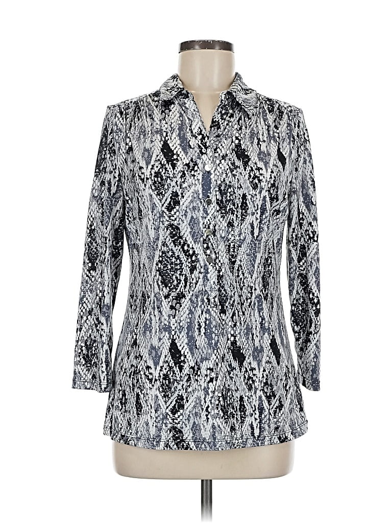 Pre-owned Alfani 3/4 Sleeve Blouse In Silver