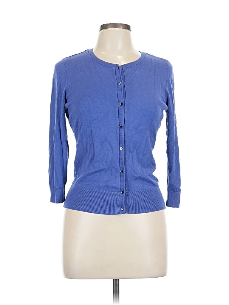 Pre-owned Halogen Cardigan Sweater In Blue