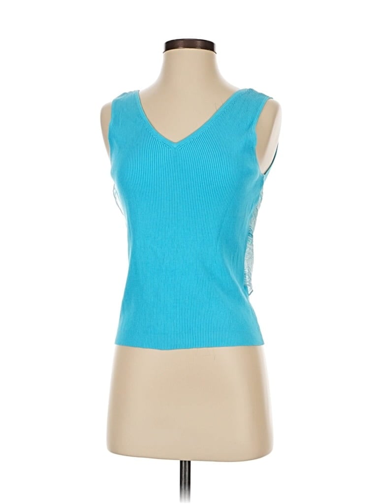 Pre-owned Worth Sleeveless Top Teal Scoop Neck Tops In Blue