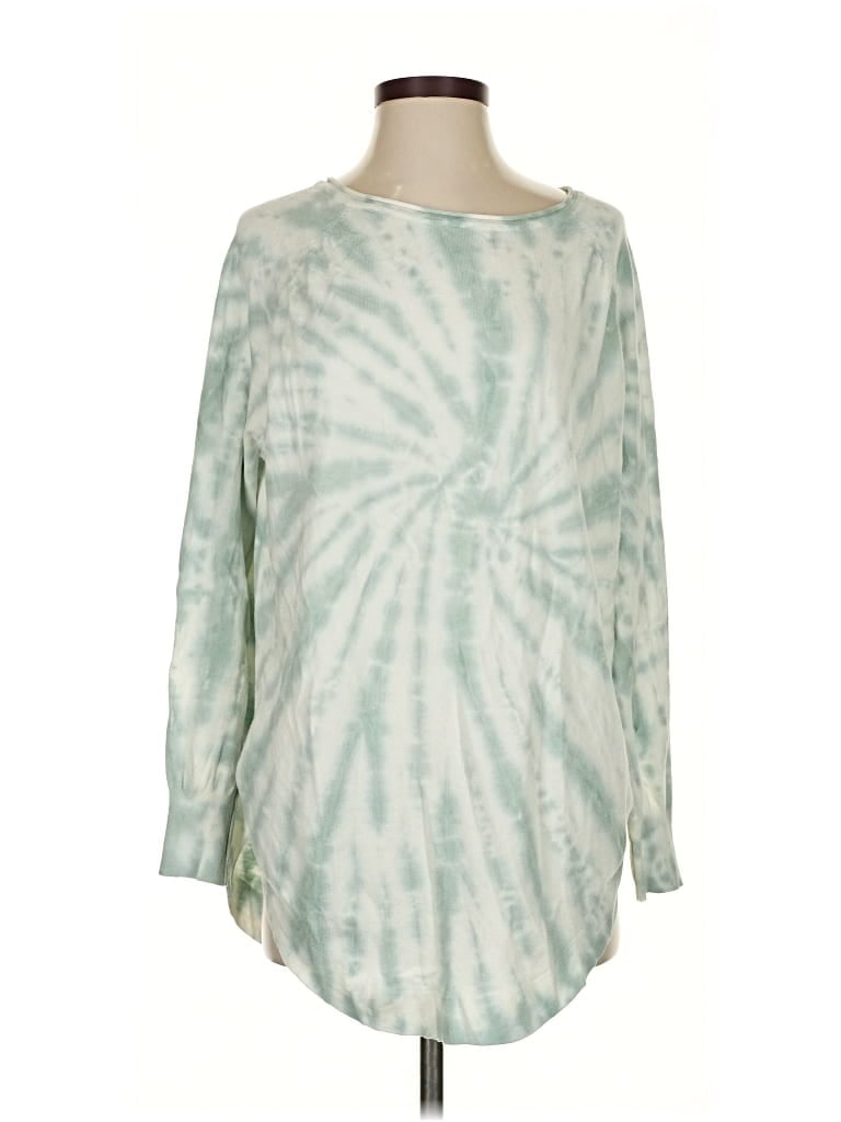 Click to view more detailed imagery on our partner's website Pre-owned Blanknyc Blank Nyc Long Sleeve Top Teal Tie-dye Pattern Boatneck Tops In Blue