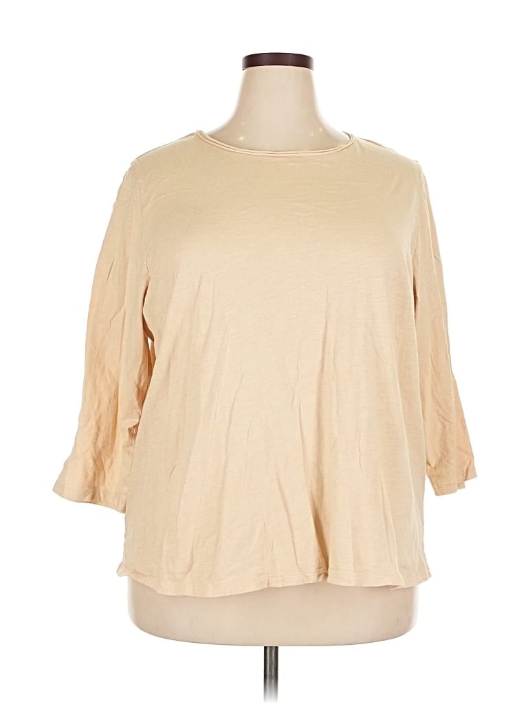 Pre-owned Eileen Fisher 3/4 Sleeve T-shirt In Brown