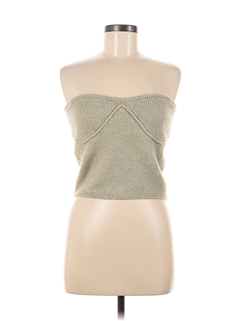 Pre-owned Zara Sleeveless Top Tan Strapless Neckline Tops In Brown