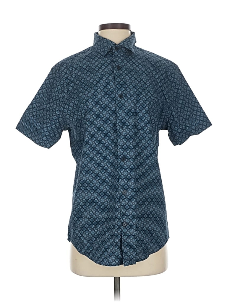 Pre-owned Express Short Sleeve Button Down Shirt In Blue
