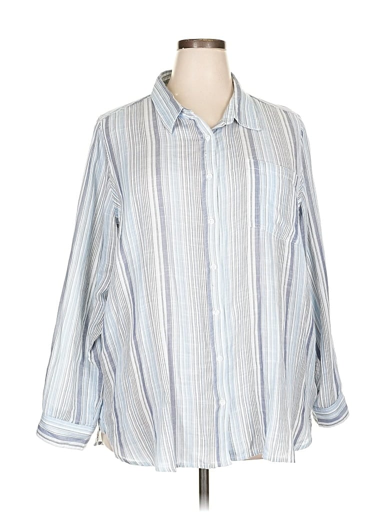 Pre-owned Lucky Brand 3/4 Sleeve Button Down Shirt In Blue