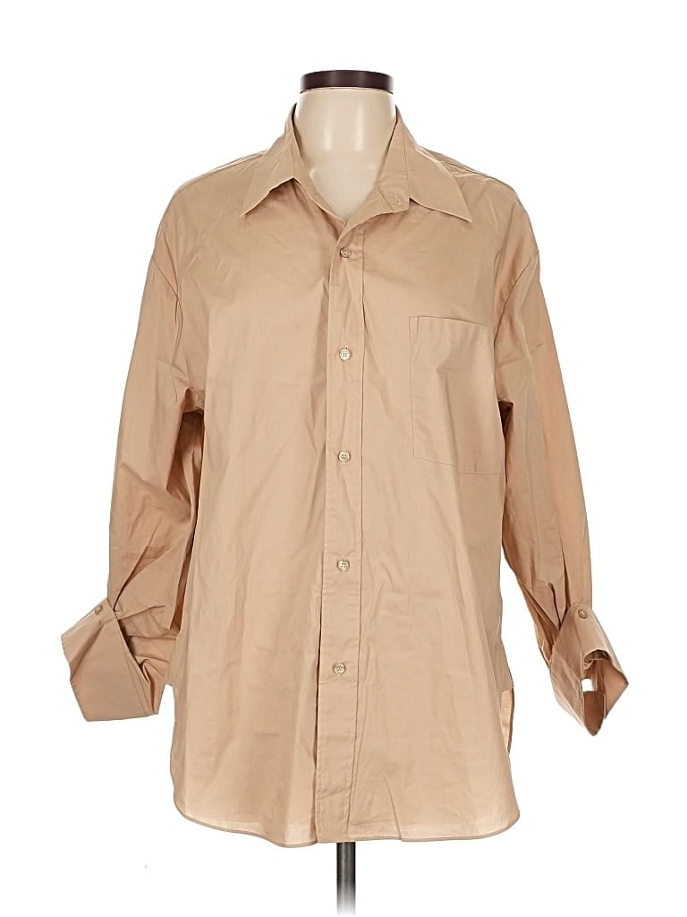 Pre-owned Alexia Admor Long Sleeve Button Down Shirt In Brown