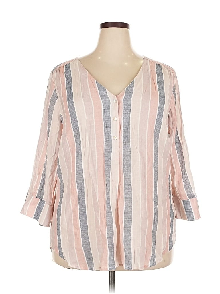 Pre-owned Como Blu 3/4 Sleeve Blouse In Pink