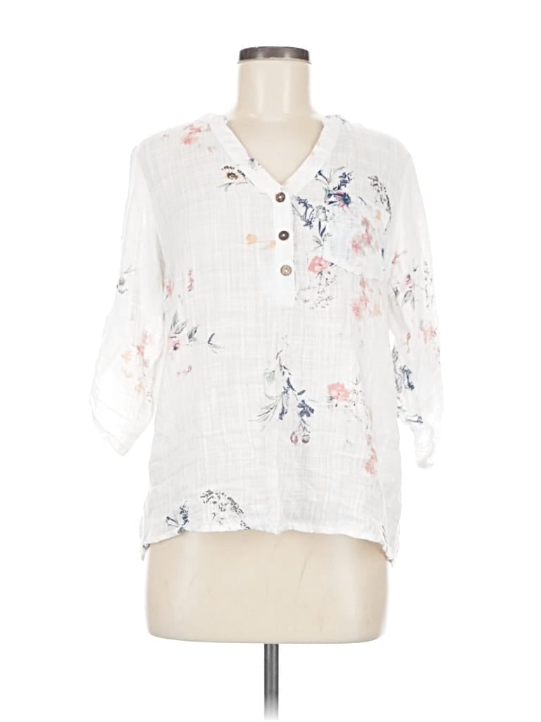 Pre-owned Charlie B 3/4 Sleeve Blouse In White