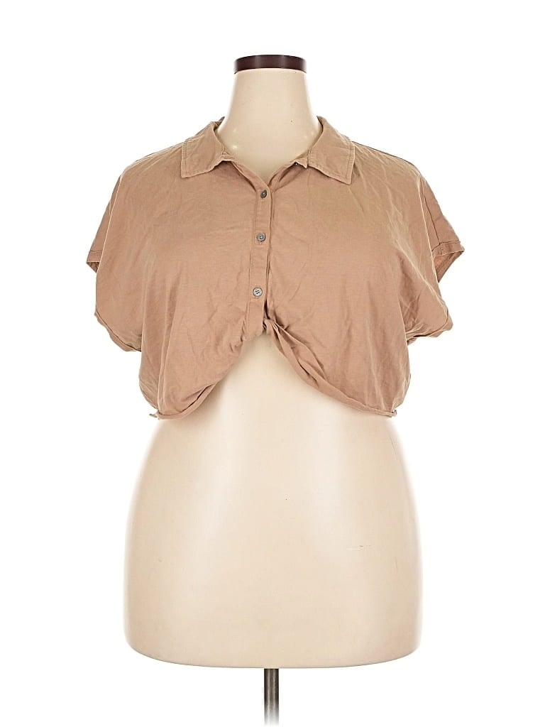 MWL BY MADEWELL Pre-owned Short Sleeve Blouse In Brown