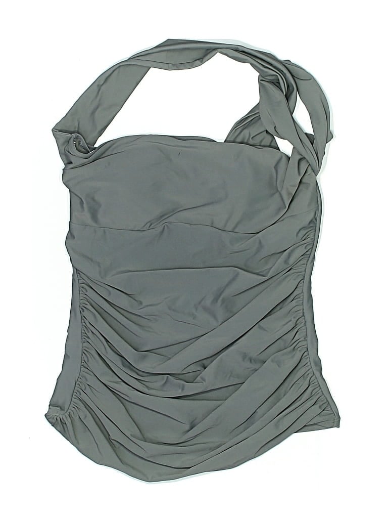 Pre-owned Assorted Brands Swimsuit Top Gray Solid Pattern Swimwear