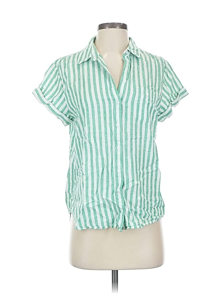 Pre-owned Caslon Short Sleeve Blouse In Green